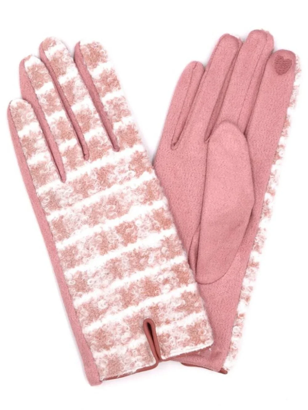 Pink Fuzzy Plaid Faux Suede Touchscreen Gloves NWT
